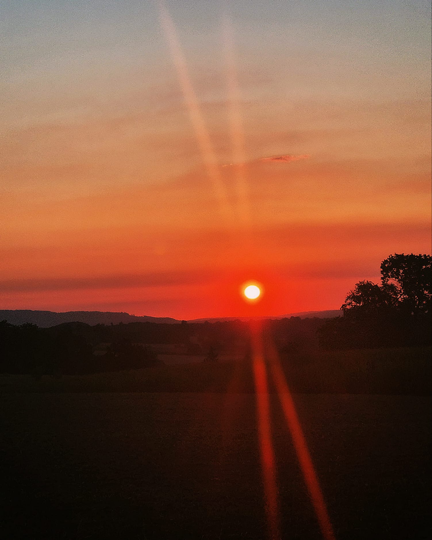 Bild eines Sonnenuntergangs mit rot und orange-Tönen