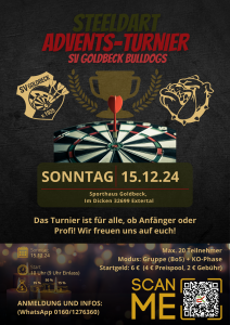 Flyer Advents-Turnier Steeldart SV Goldbeck Bulldogs