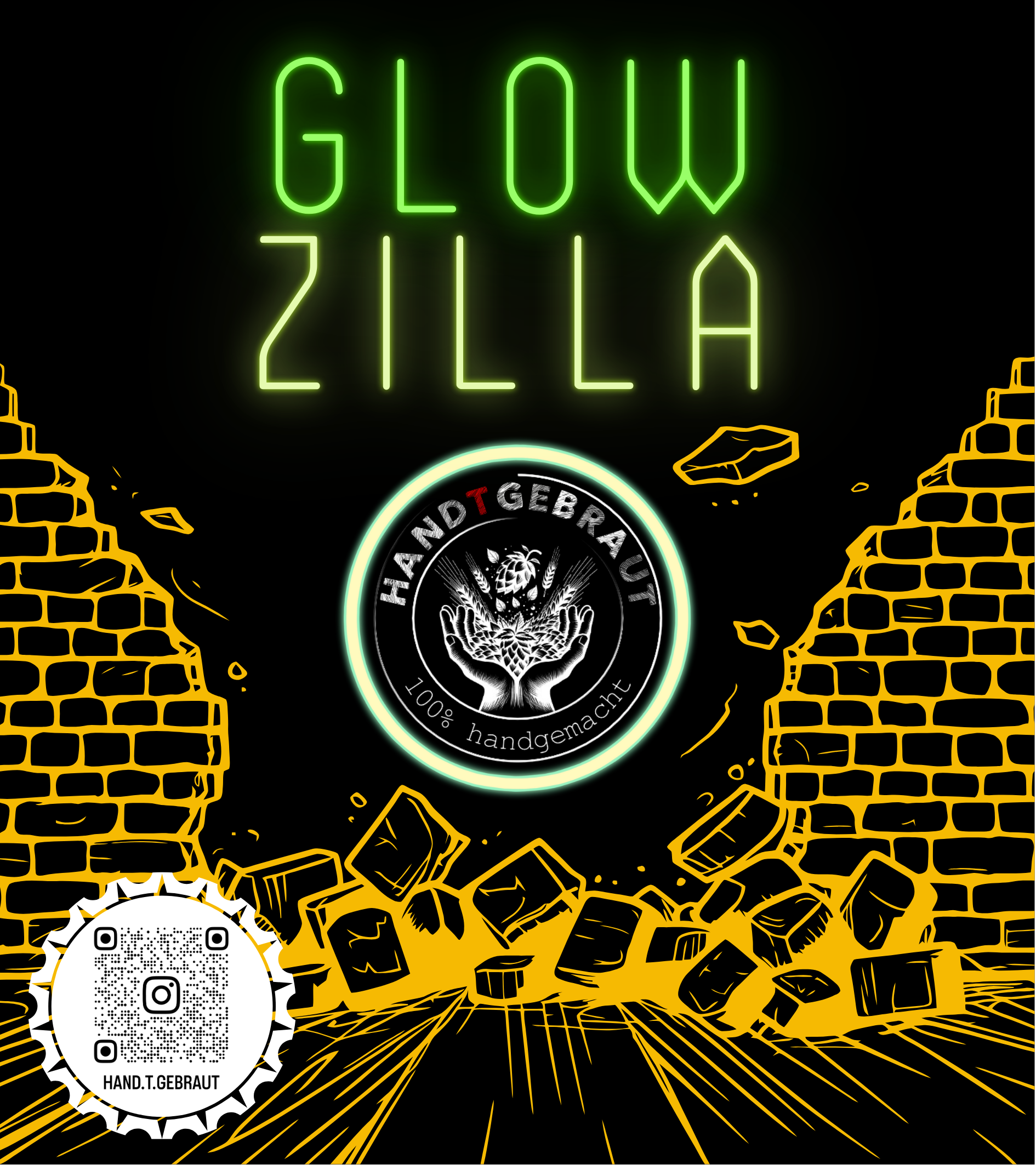 Bier-Etikett Glowzilla
